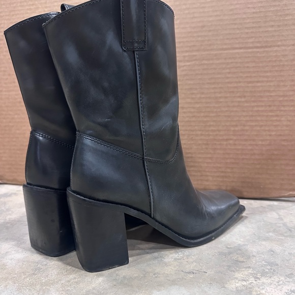 🖤 Matisse Black Leather Block Heel Western-Style Ankle Boots – Size 7 - Picture 5 of 6